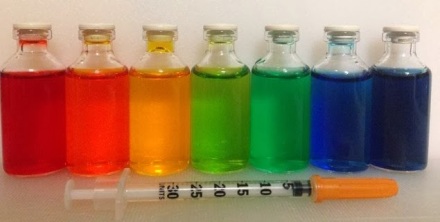 rainbow vials of insulin from pancreassassin for diabetes art day